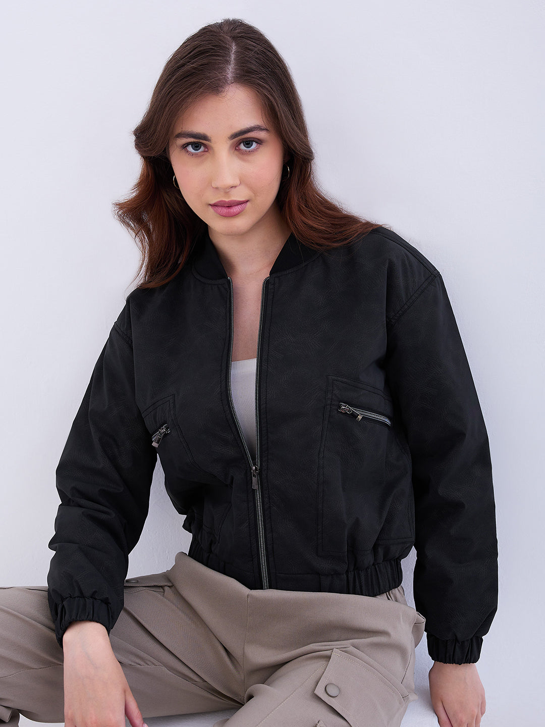 Women Jacket Black Baggy Fit