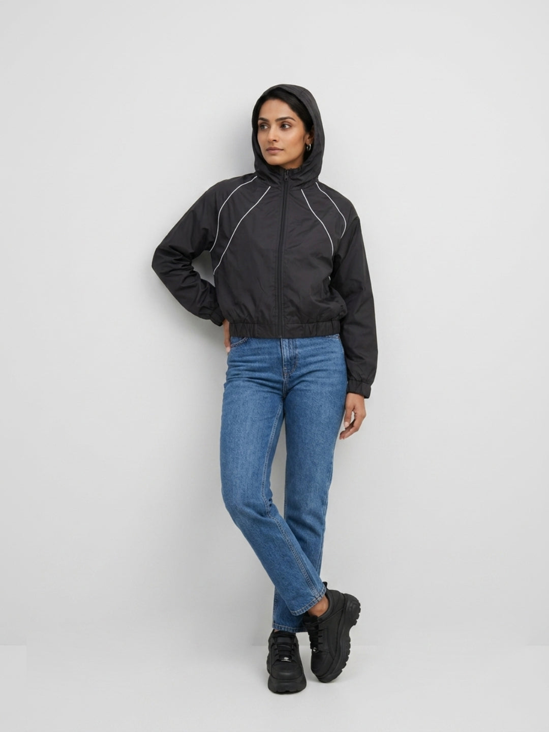 Women Jacket Black Relaxed Fit