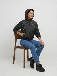 Women Jacket Black Relaxed Fit