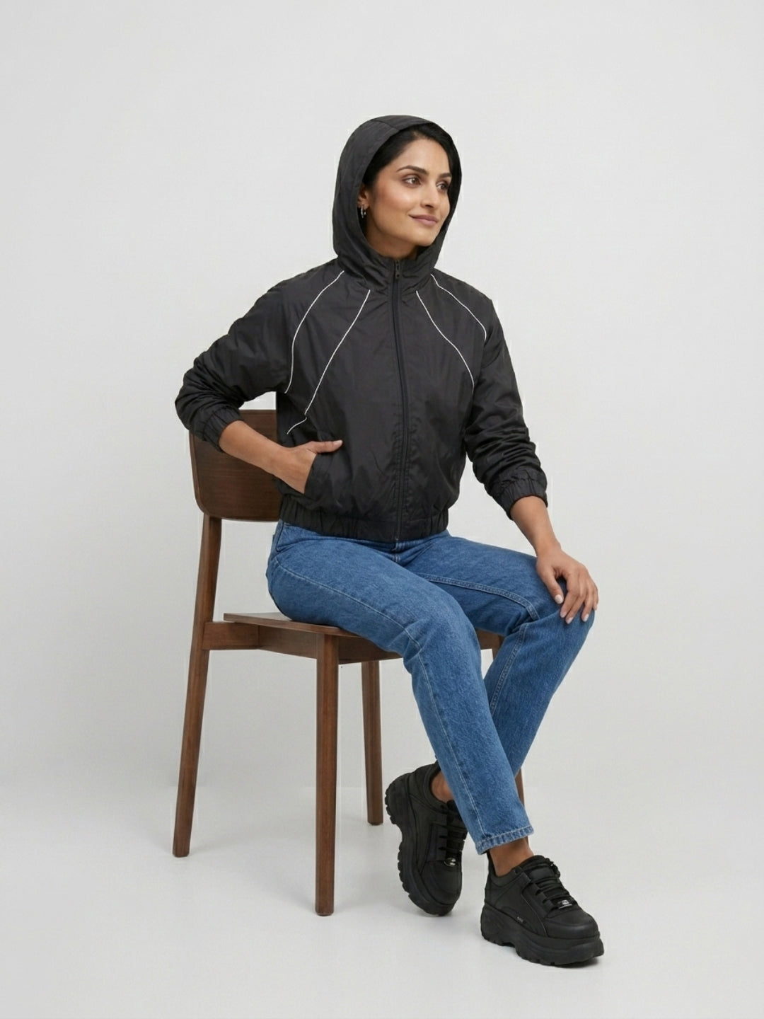 Women Jacket Black Relaxed Fit