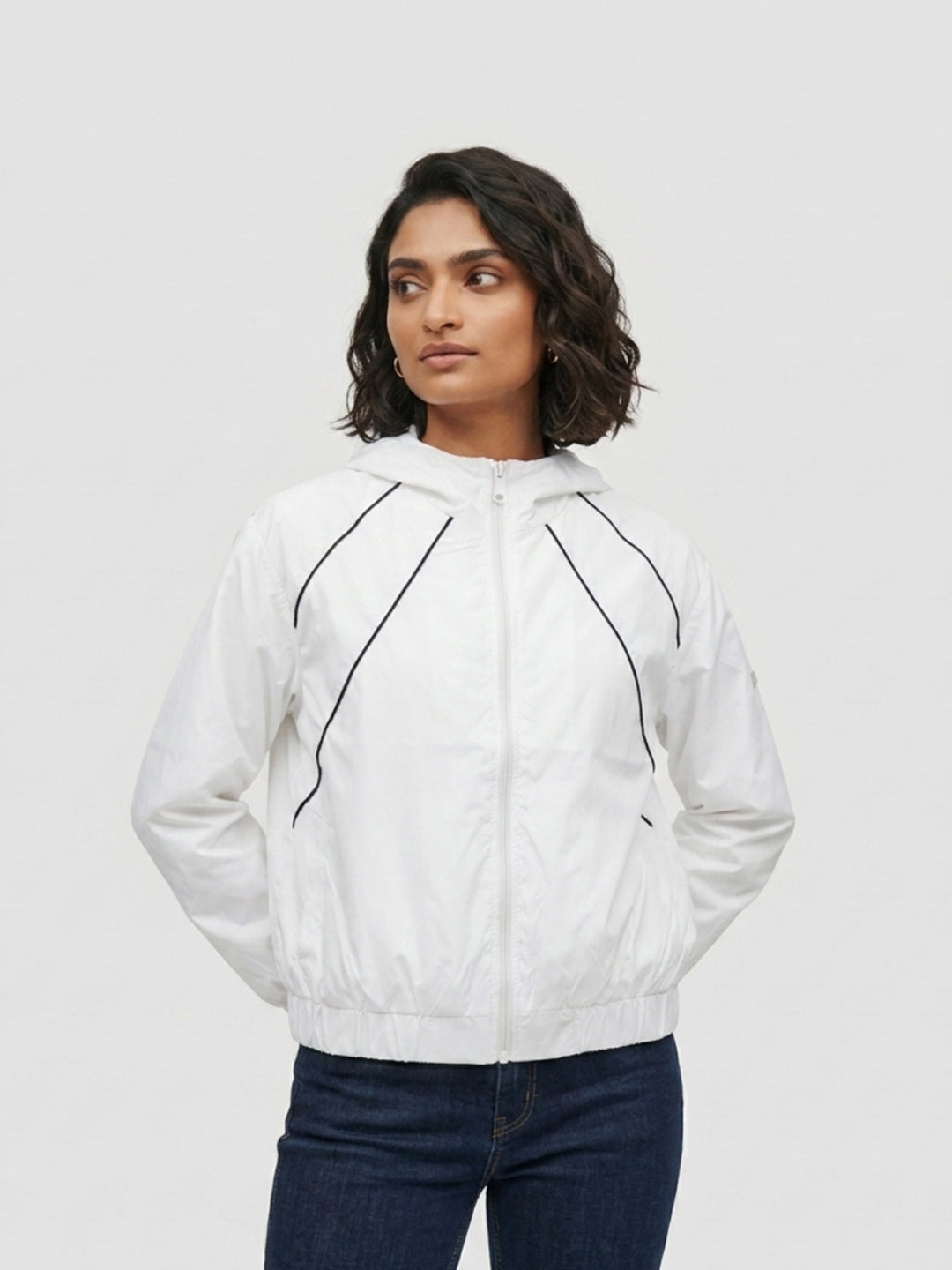 Women Jacket White Relaxed Fit