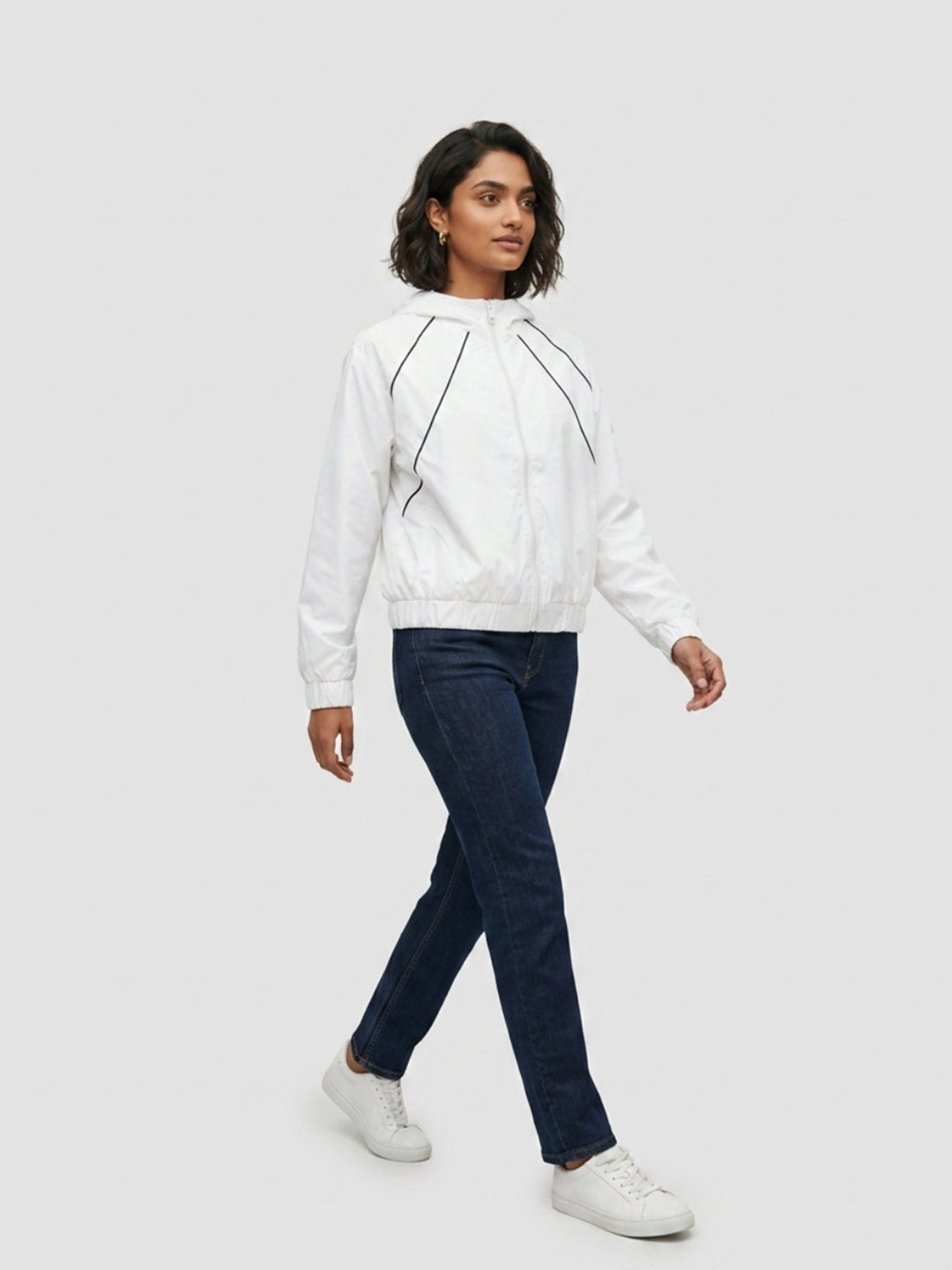 Women Jacket White Relaxed Fit