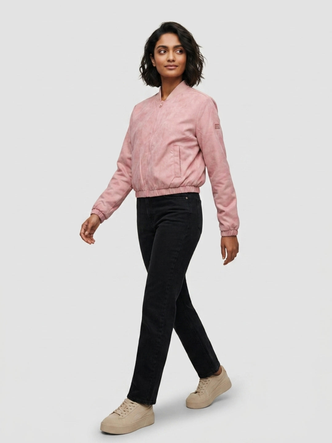 Women Jacket Pink Regular Fit