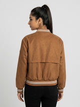 Women Jacket Brown Regular Fit