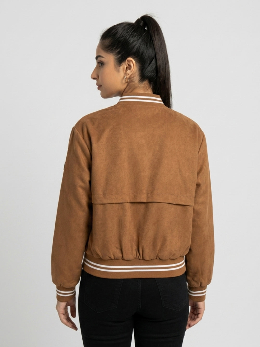 Women Jacket Brown Regular Fit