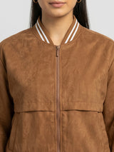 Women Jacket Brown Regular Fit