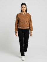 Women Jacket Brown Regular Fit