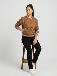 Women Jacket Brown Regular Fit