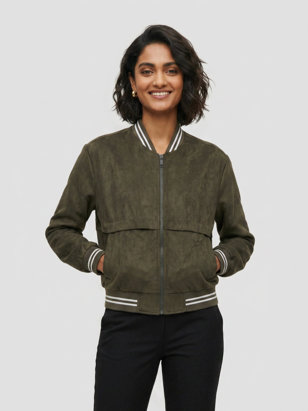 Women Jacket Green Regular Fit