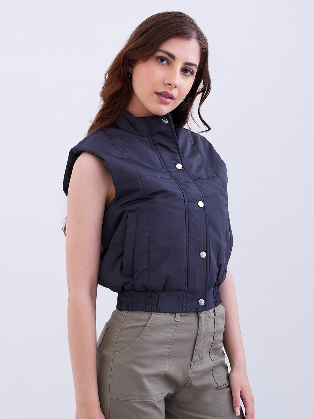 Women Jacket Grey Regular Fit