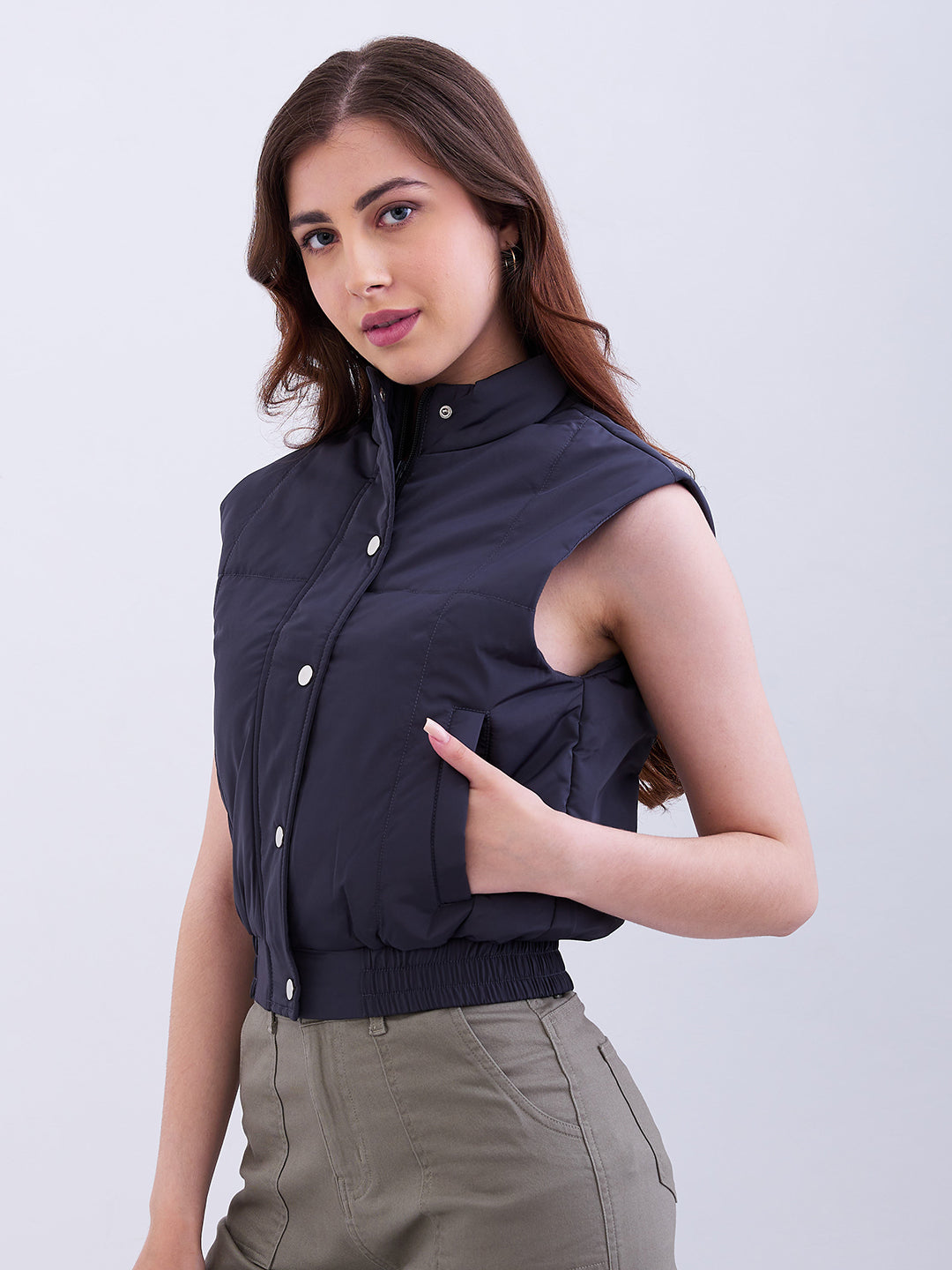 Women Jacket Grey Regular Fit