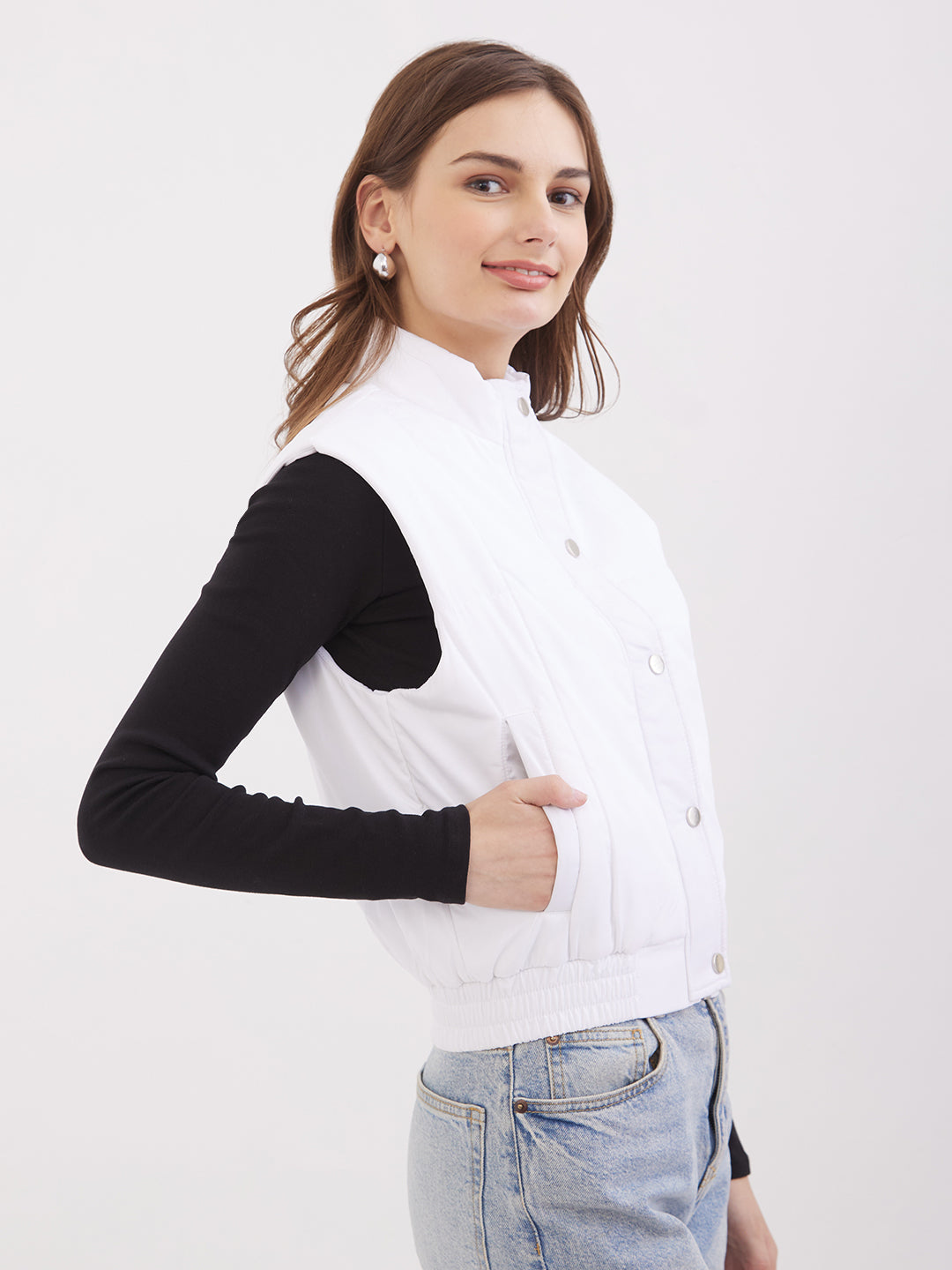 Women Jacket White Regular Fit