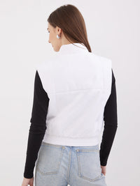 Women Jacket White Regular Fit