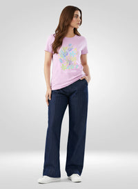 Women T-Shirt Graphic Purple Regular Fit