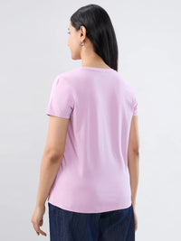 Women T-Shirt Graphic Purple Regular Fit