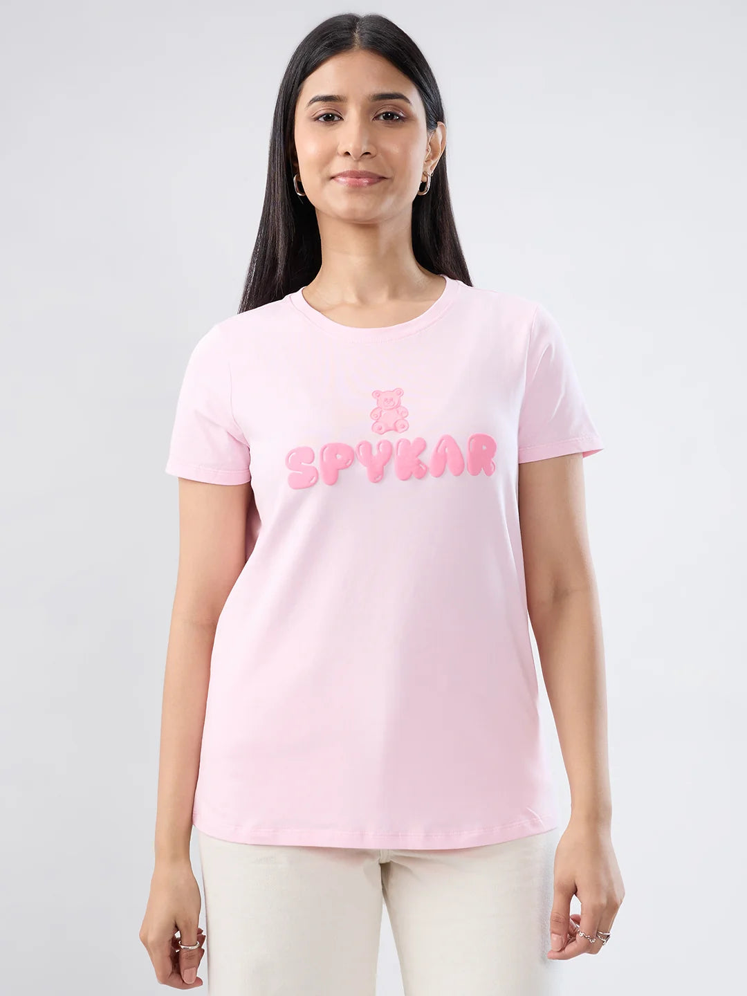 Women T-Shirt Graphic Pink Regular Fit
