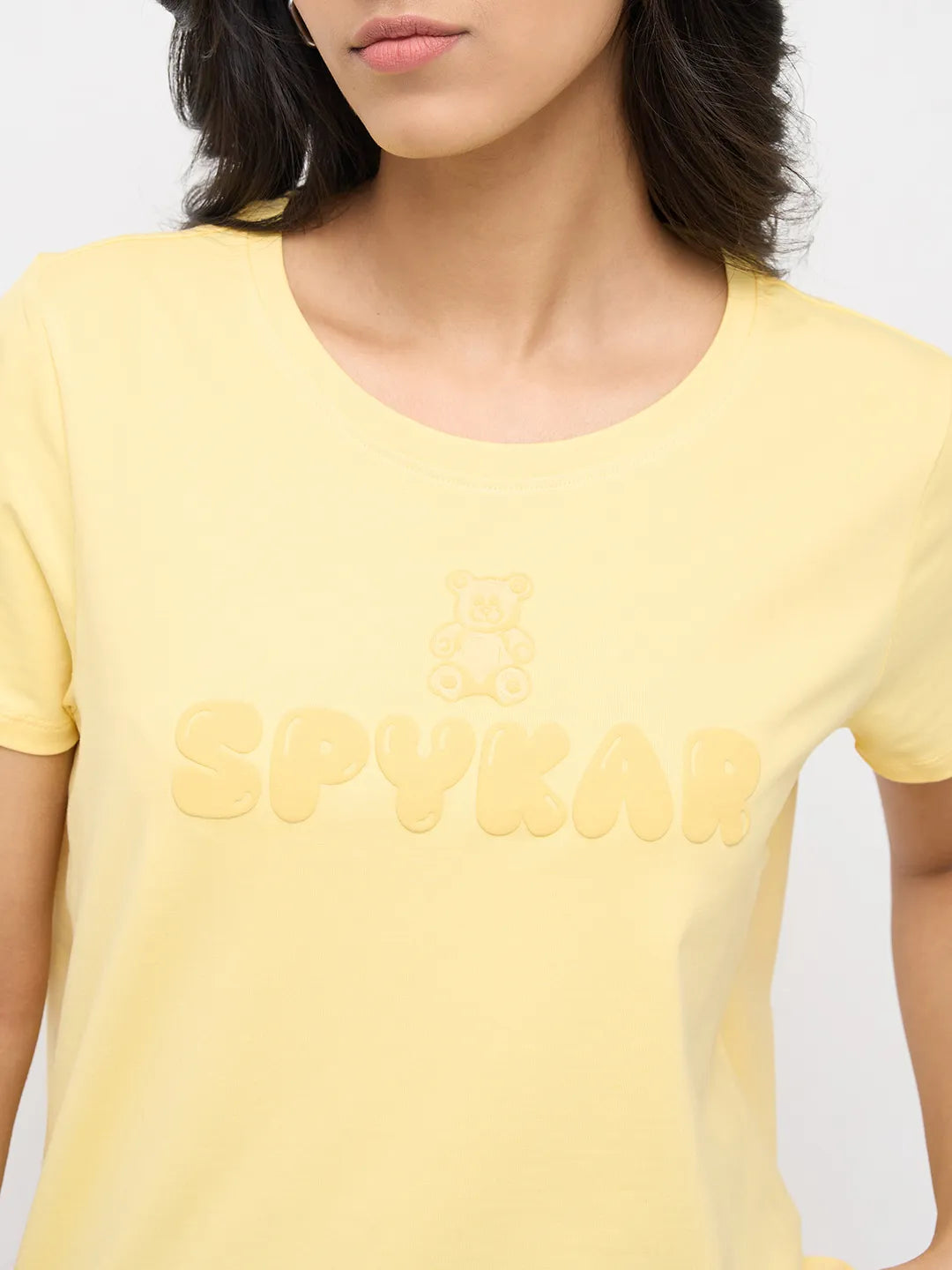 Women T-Shirt Graphic Yellow Regular Fit