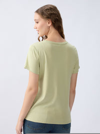 Women T-Shirt Green Regular Fit