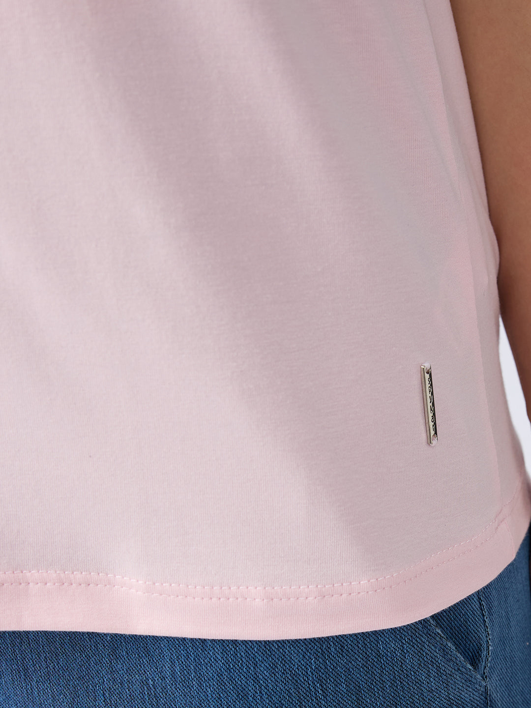 Women T-Shirt Solid Pink Regular Fit