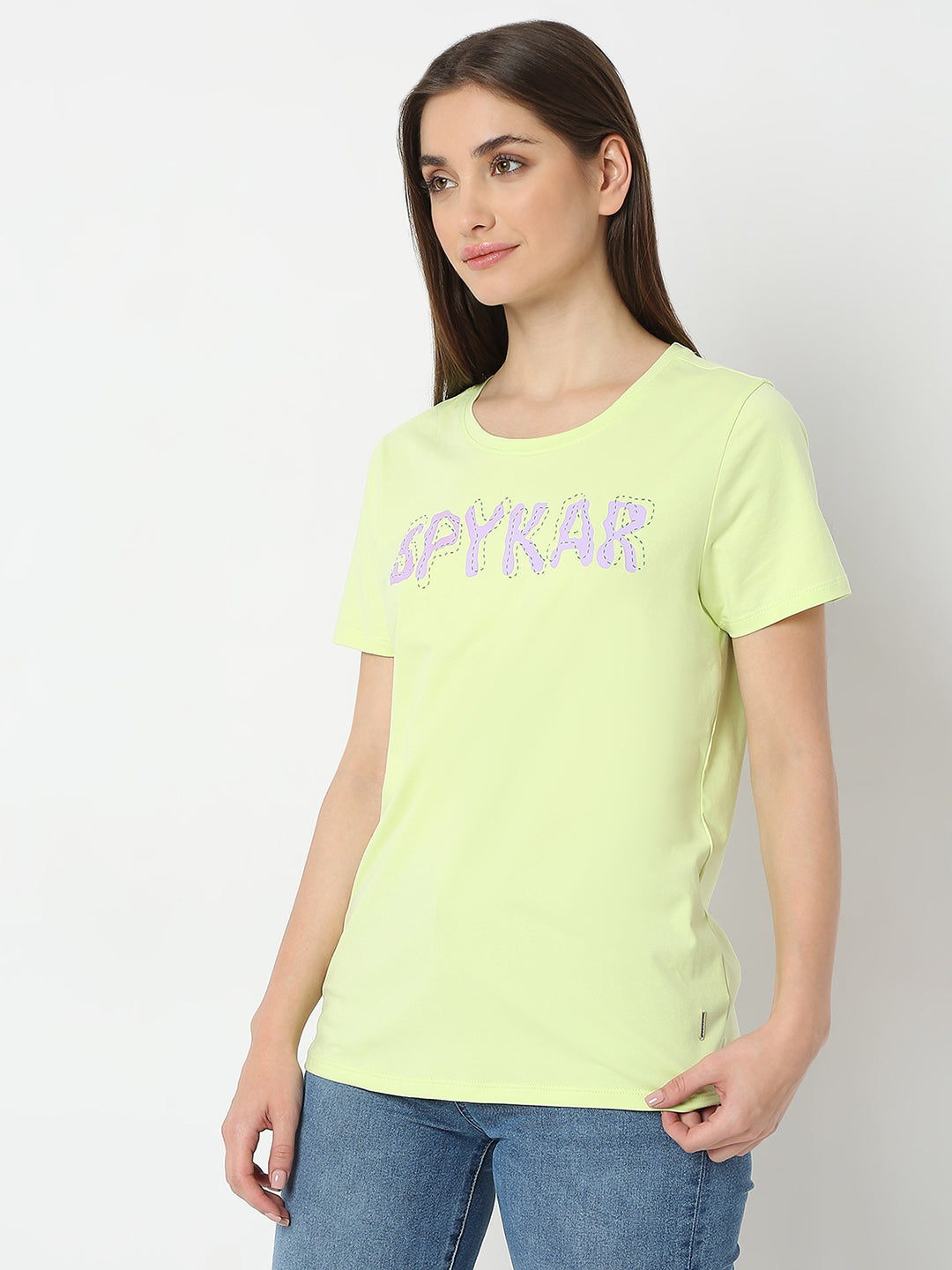 Spykar Coolmatchagreen Regular Round Neck For Women