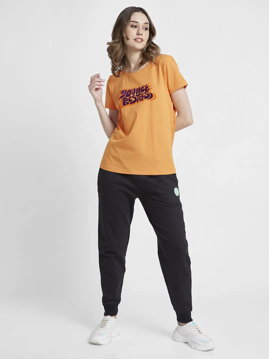 Spykar Apricot Crush Regular Fit Casual T-Shirts For Women