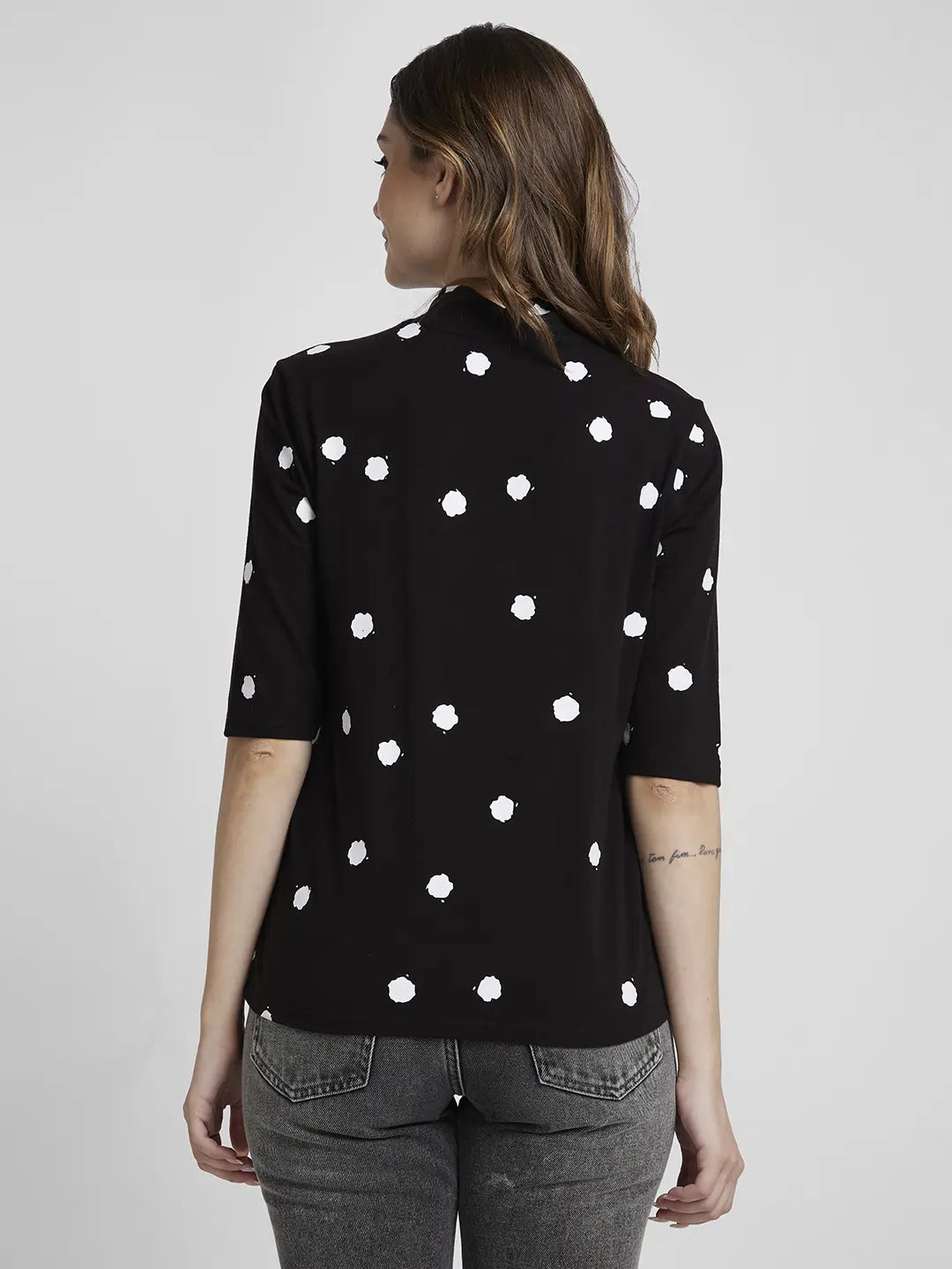 Spykar Black Regular Fit Casual T-Shirts For Women
