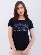 Women T-Shirt Black Regular Fit