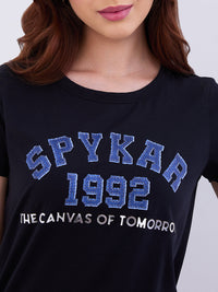 Women T-Shirt Black Regular Fit