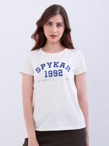 Women T-Shirt Off White Regular Fit