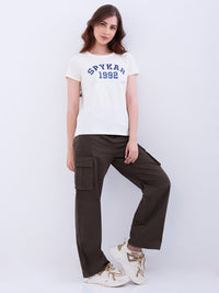 Women T-Shirt Off White Regular Fit
