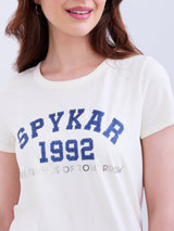 Women T-Shirt Off White Regular Fit