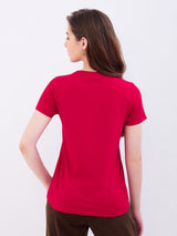 Women T-Shirt Red Regular Fit