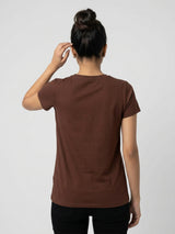 Women T-Shirt Graphic Brown Regular Fit