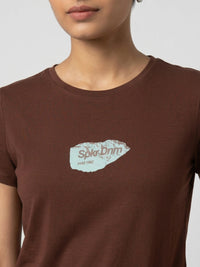 Women T-Shirt Graphic Brown Regular Fit
