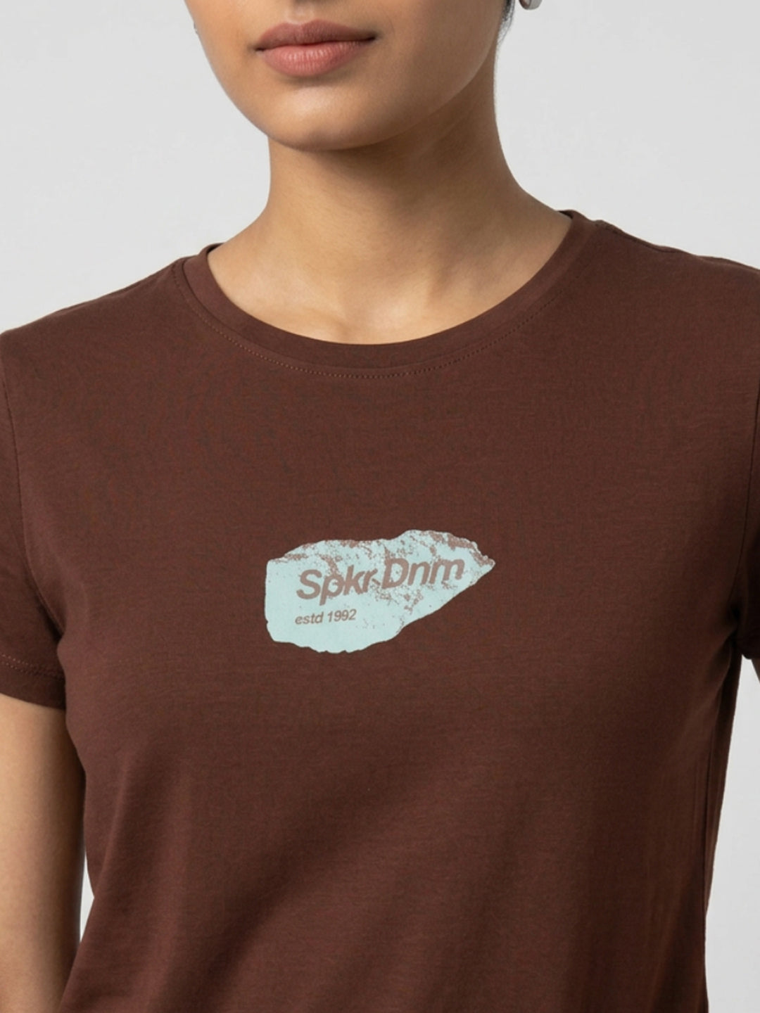Women T-Shirt Graphic Brown Regular Fit
