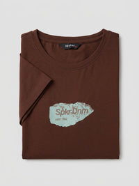 Women T-Shirt Graphic Brown Regular Fit