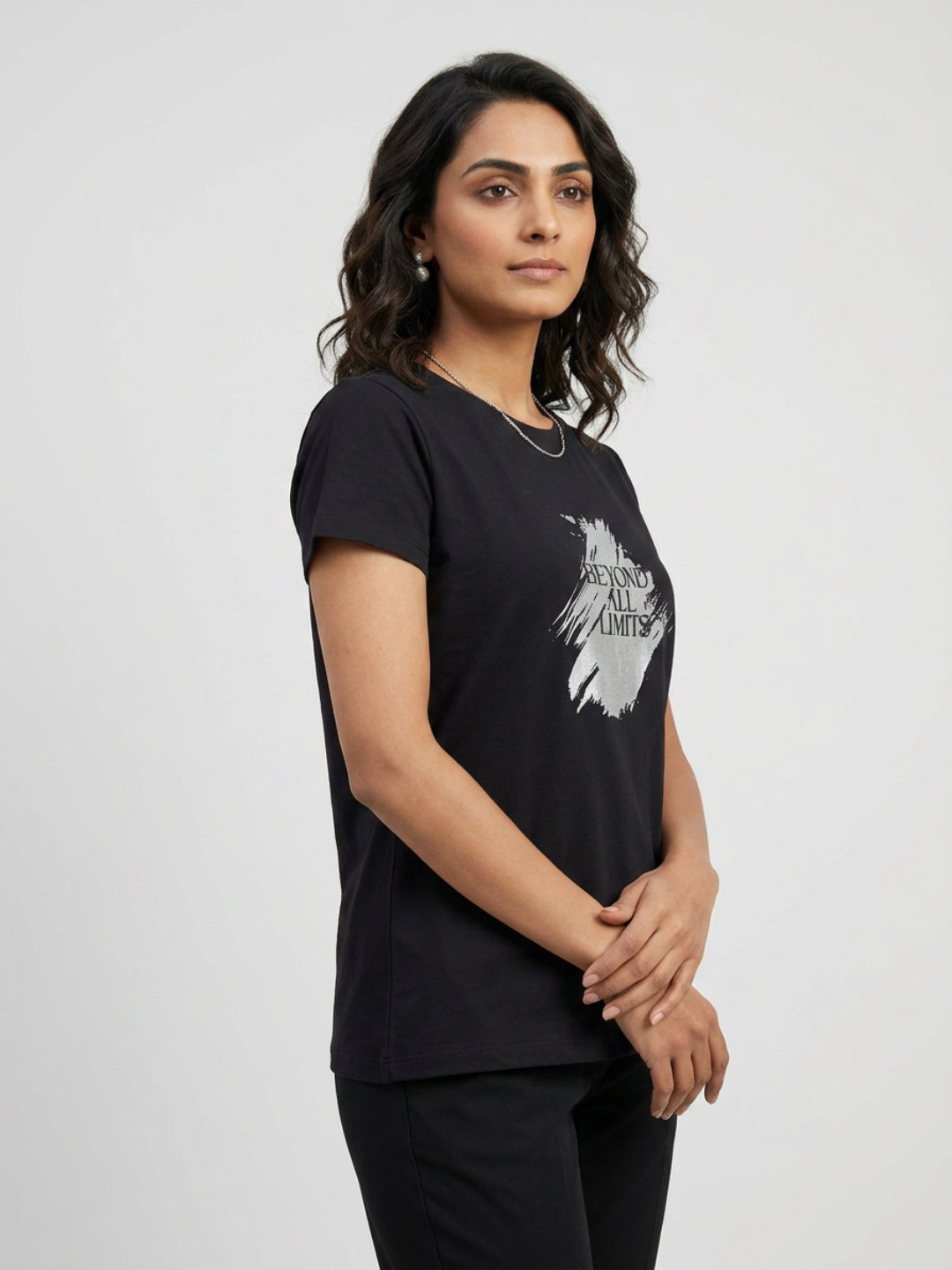 Women T-Shirt Graphic Black Regular Fit