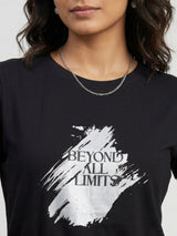 Women T-Shirt Graphic Black Regular Fit