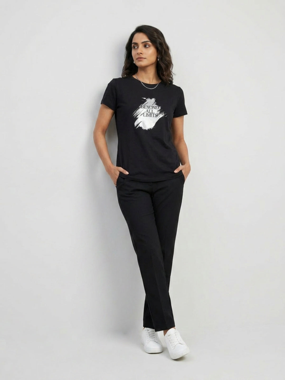 Women T-Shirt Graphic Black Regular Fit