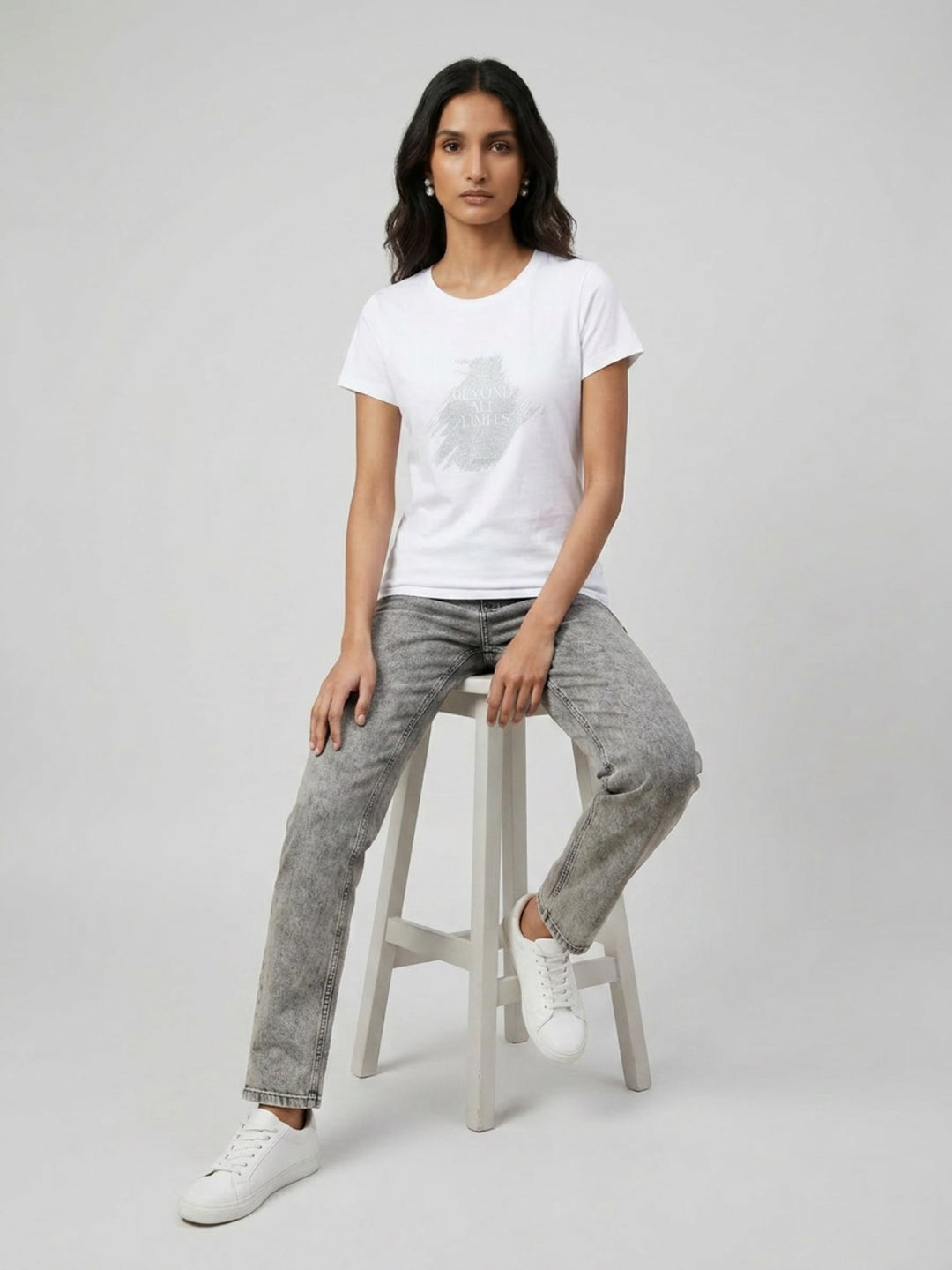 Women T-Shirt Graphic White Regular Fit