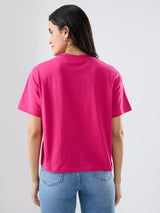 Women T-Shirt Graphic Pink Oversized Fit