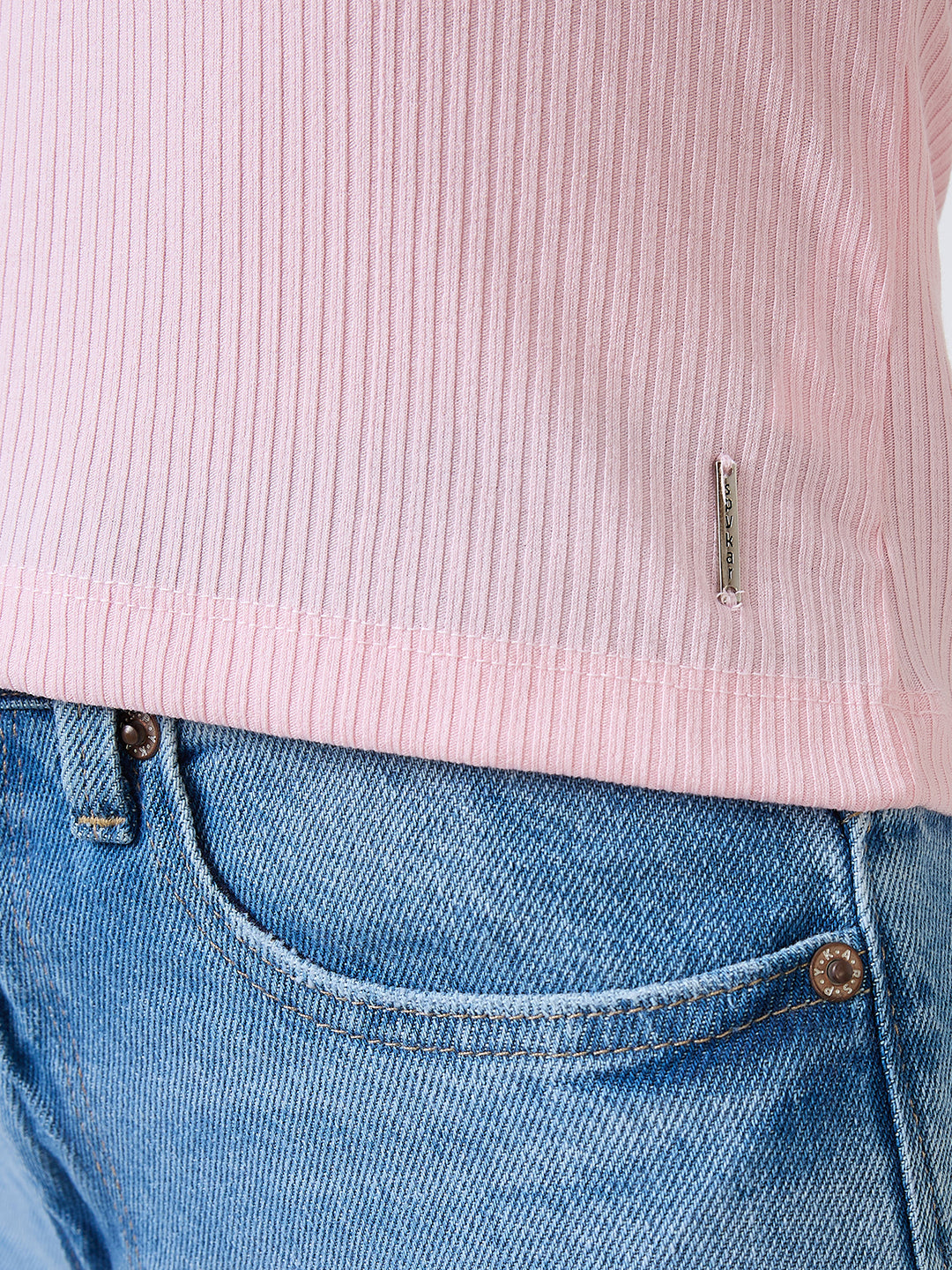 Women T-Shirt Solid Pink Slim Fit