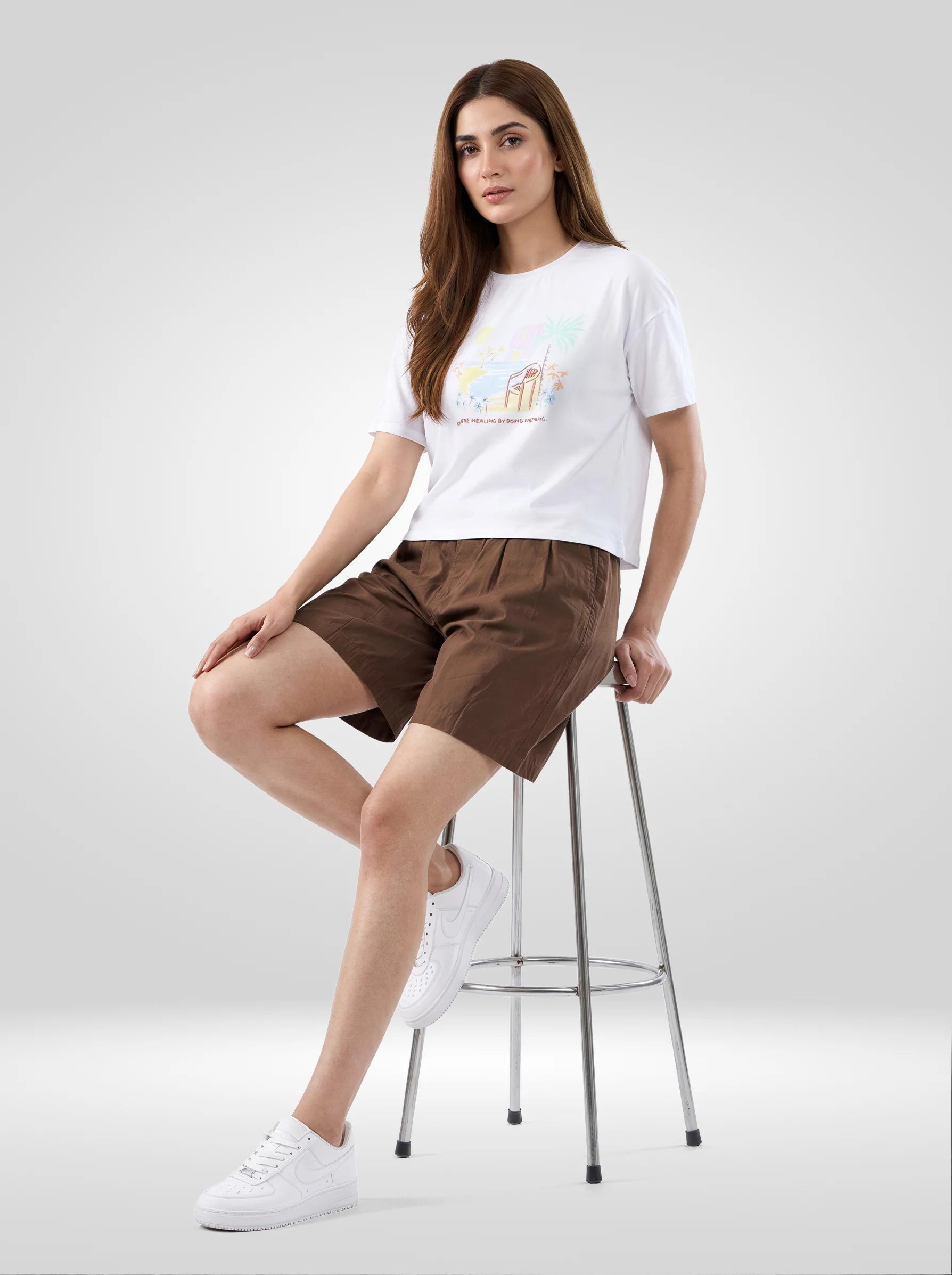 Women T-Shirt Graphic White Boxy Fit