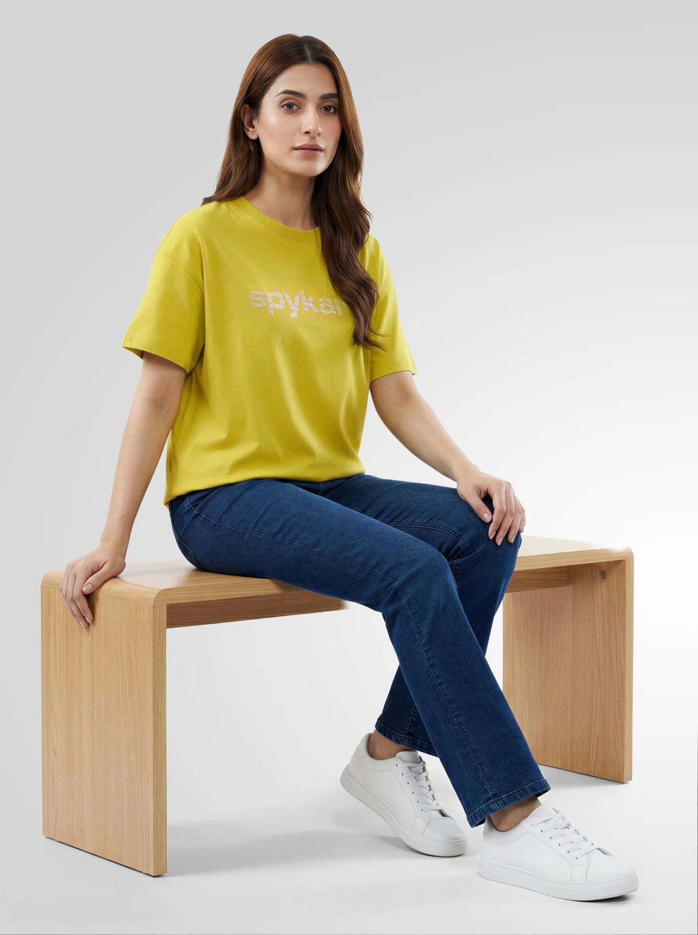 Women T-Shirt Graphic Yellow Oversized Fit