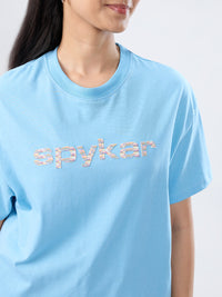 Women T-Shirt Graphic Blue Oversized Fit