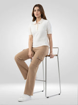 Women T-Shirt Solid White Regular Fit