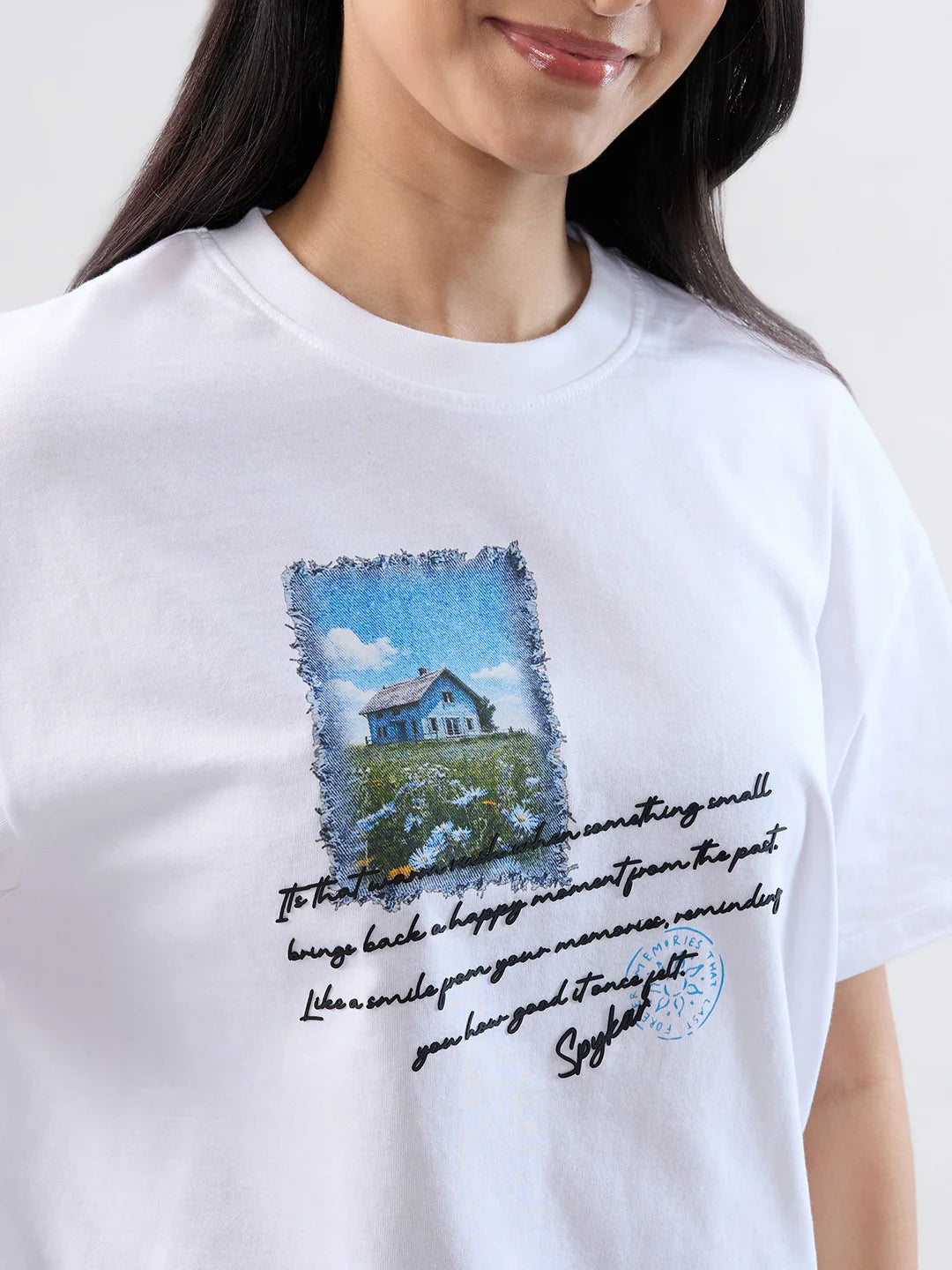 Women T-Shirt Graphic White Oversized Fit