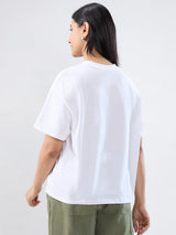 Women T-Shirt Graphic White Oversized Fit