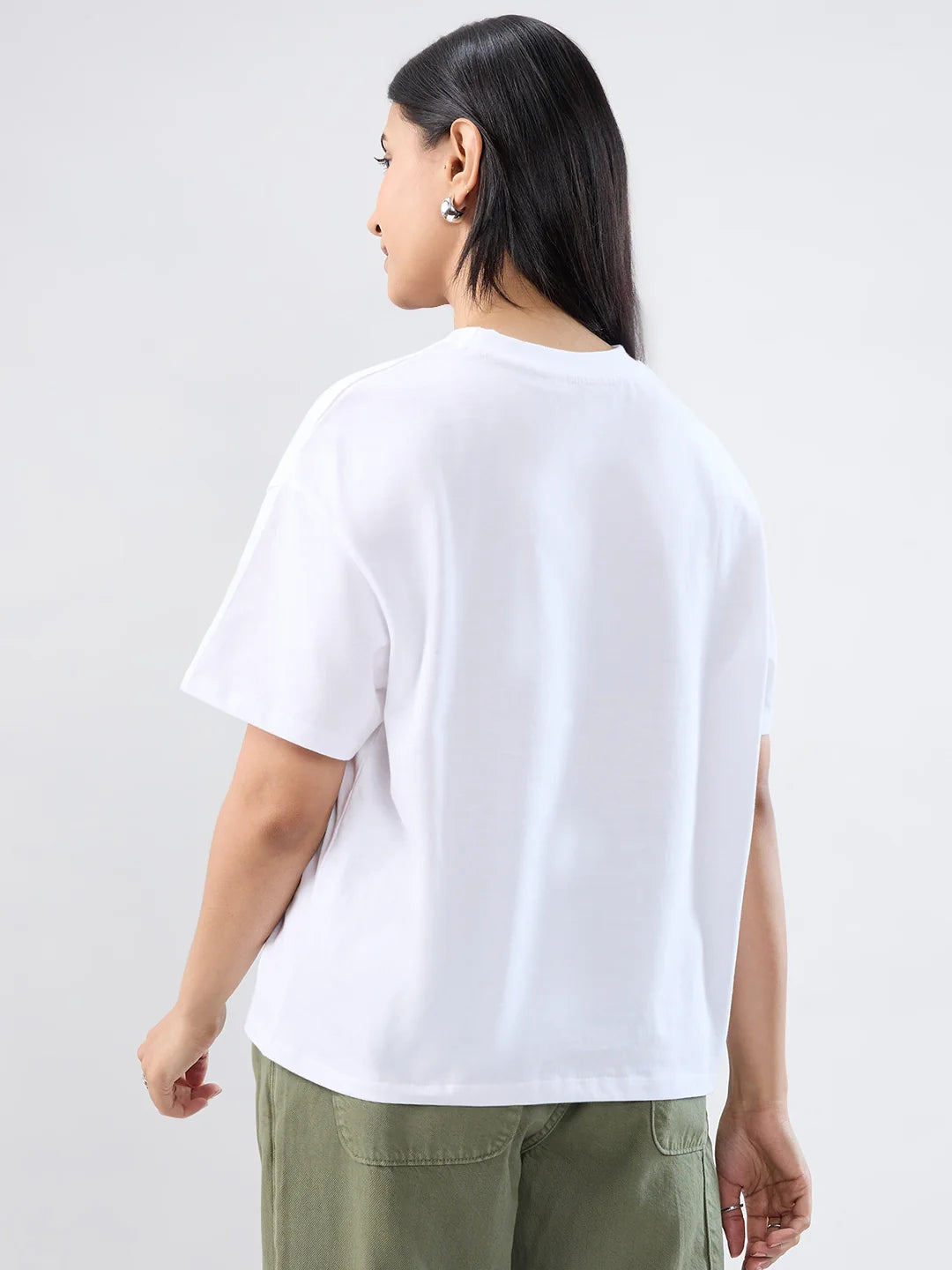 Women T-Shirt Graphic White Oversized Fit