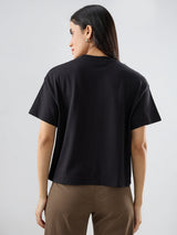 Women T-Shirt Graphic Black Oversized Fit